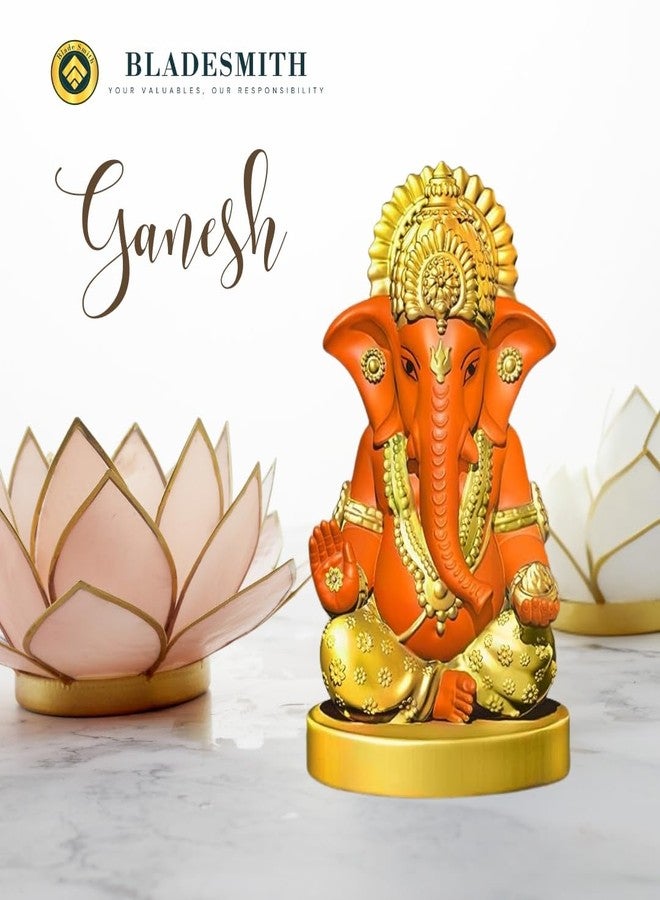 BLADESMITH Ganesh Ji for Puja, Ganpati Murti, Ganesh Idol for Home, Office, Living Room, Decorative Items, and Home Decor (Orange) - Image 4